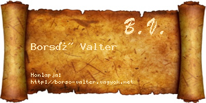 Borsó Valter névjegykártya